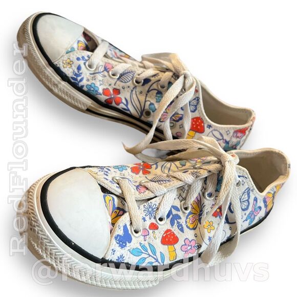 Converse Multi-Color Butterflies & Gnome's Sneakers - Junior Size 3 - Picture 5 of 12